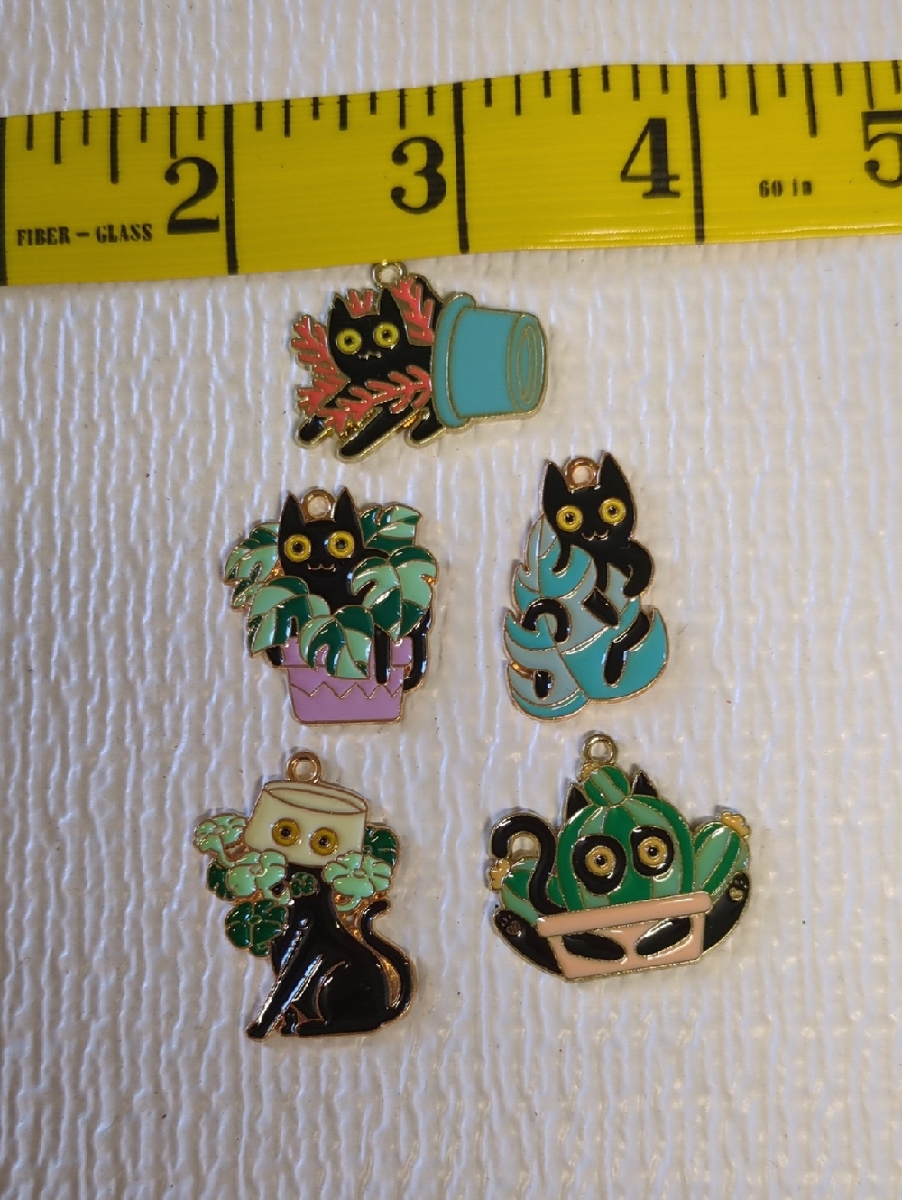 💚4/$10💚 P53 Black Cat Plant Enamel Charms - Mixed Colors